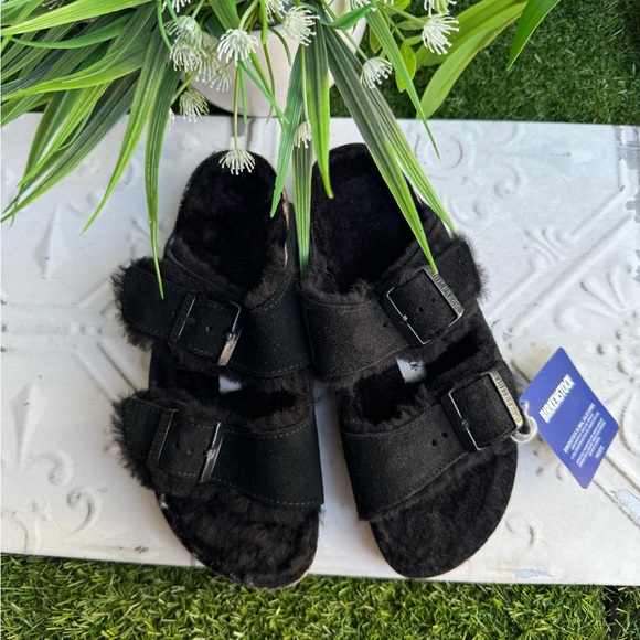 BIRKENSTOCK Arizona shearling fur black EU 37 US 7 Women New with tags $160 - Picture 10 of 12